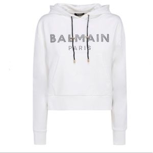 Balmain Crystal-Embellished cropped Hoodie